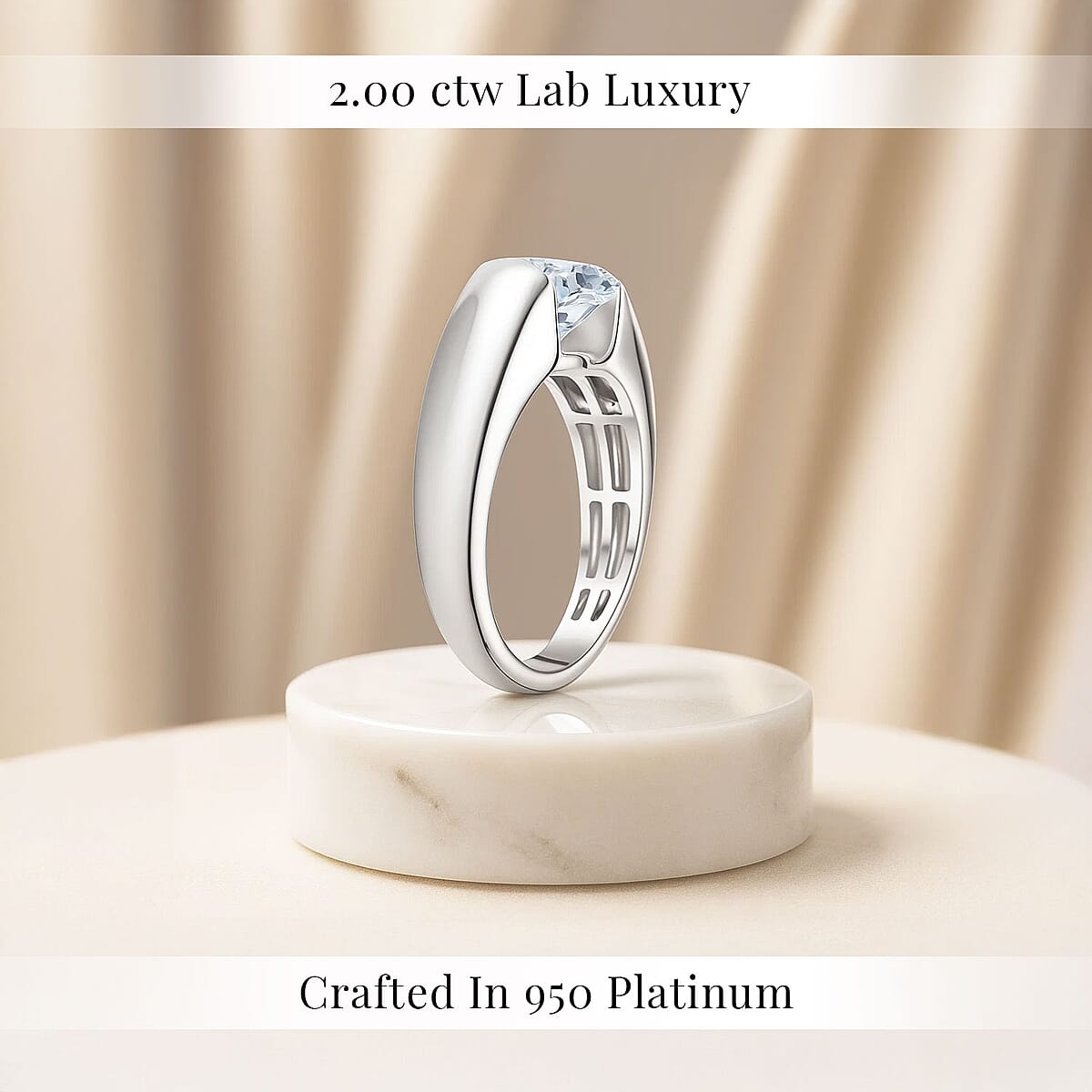 IGI Certified Luxuriant Lab Grown Diamond E-F VS 2.00 ctw Tension Set Ring in 950 Platinum (Size 9.0) 9.50 Grams image number 2
