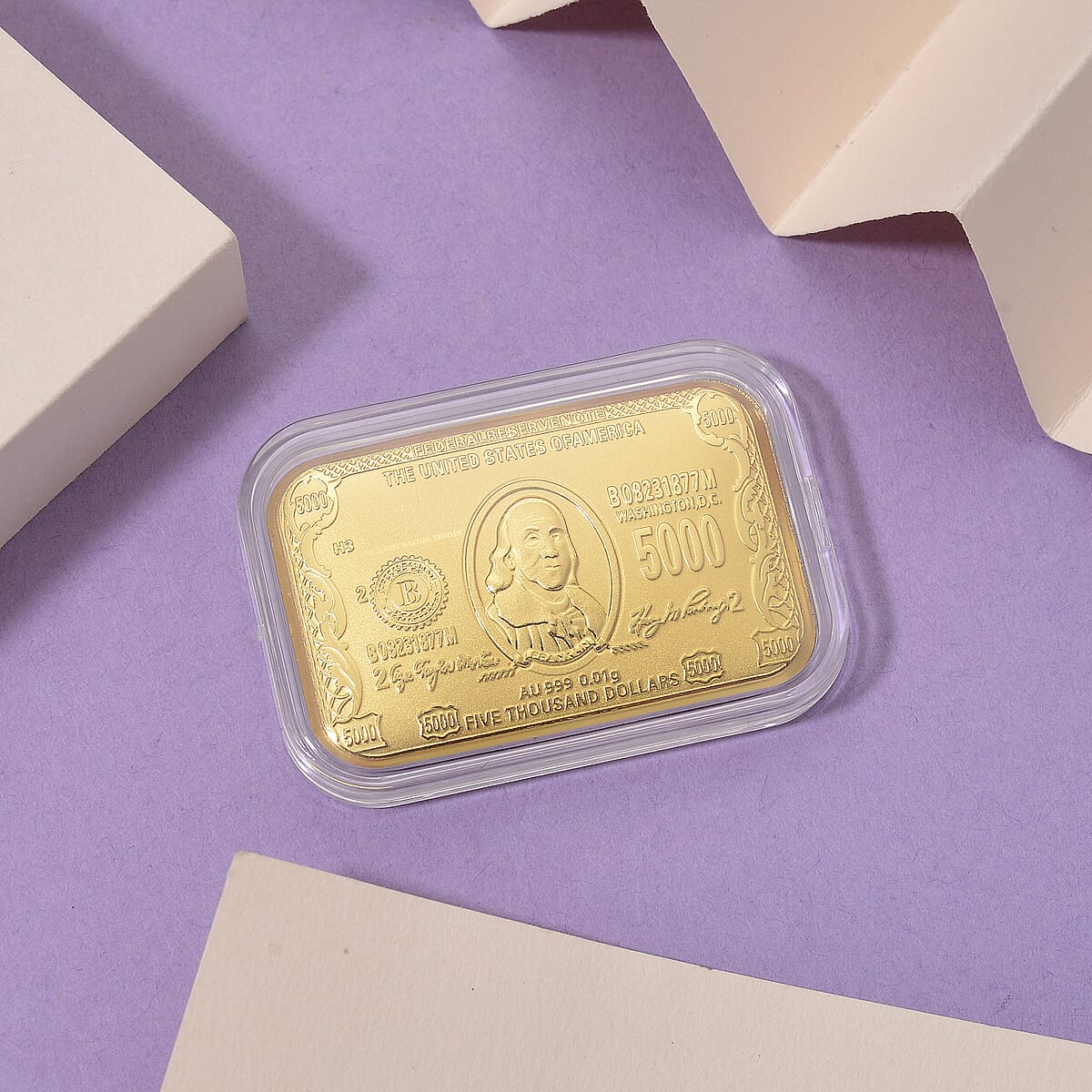 24K Golden Currency Emboss Sheet 31x45.5mm 10mg (Del. in 12-15 Days) image number 1