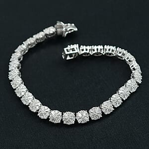 D'Joy Moissanite 5.80 ctw Frosted Radiance Bracelet in Rhodium Over Sterling Silver (6.50 In)
