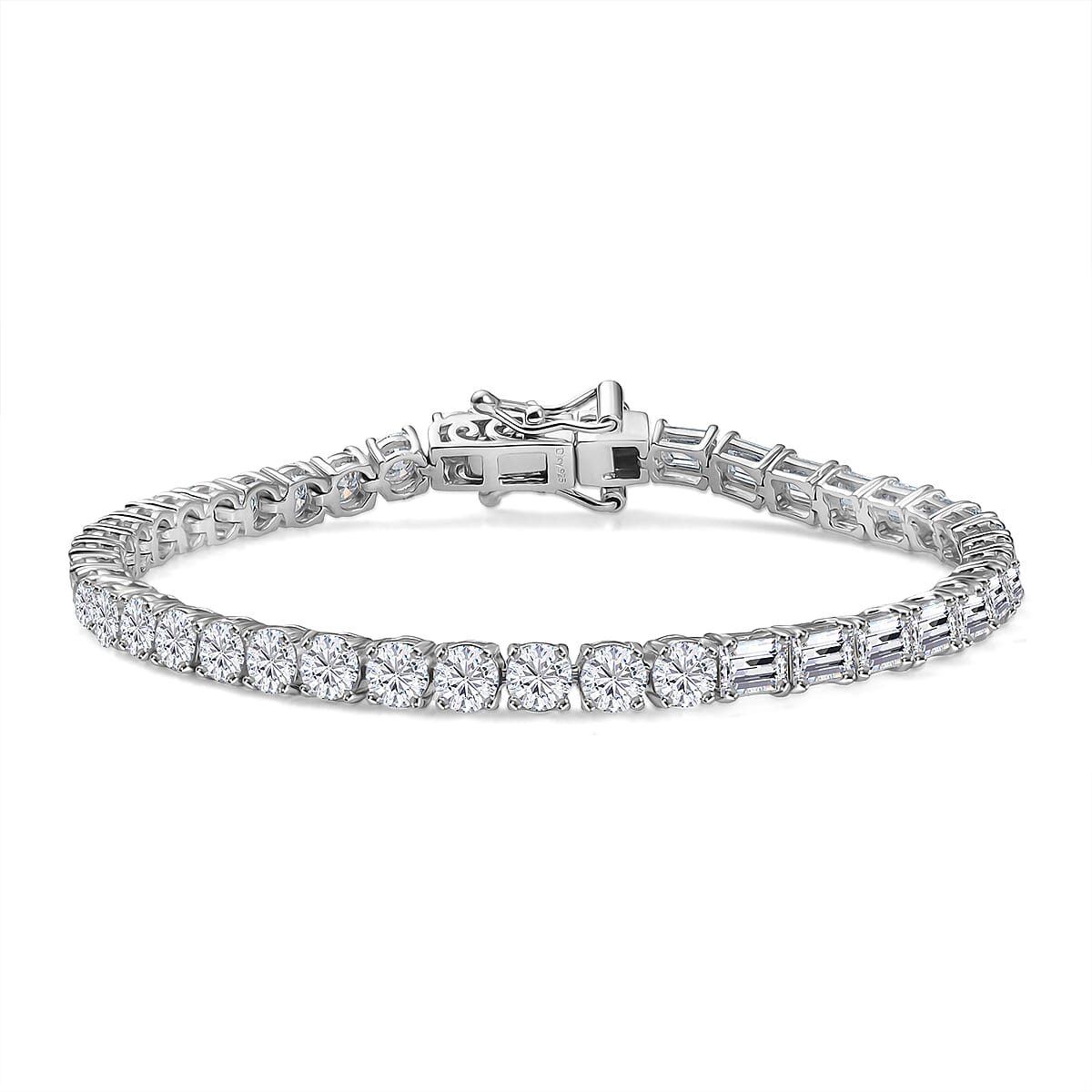 D'Joy Moissanite 7.90 ctw Regalia Line Bracelet in Rhodium Over Sterling Silver (6.50 In) image number 0