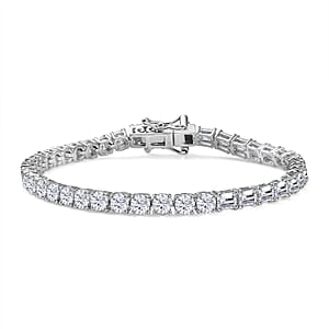 D'Joy Moissanite 7.90 ctw Regalia Line Bracelet in Rhodium Over Sterling Silver (6.50 In)