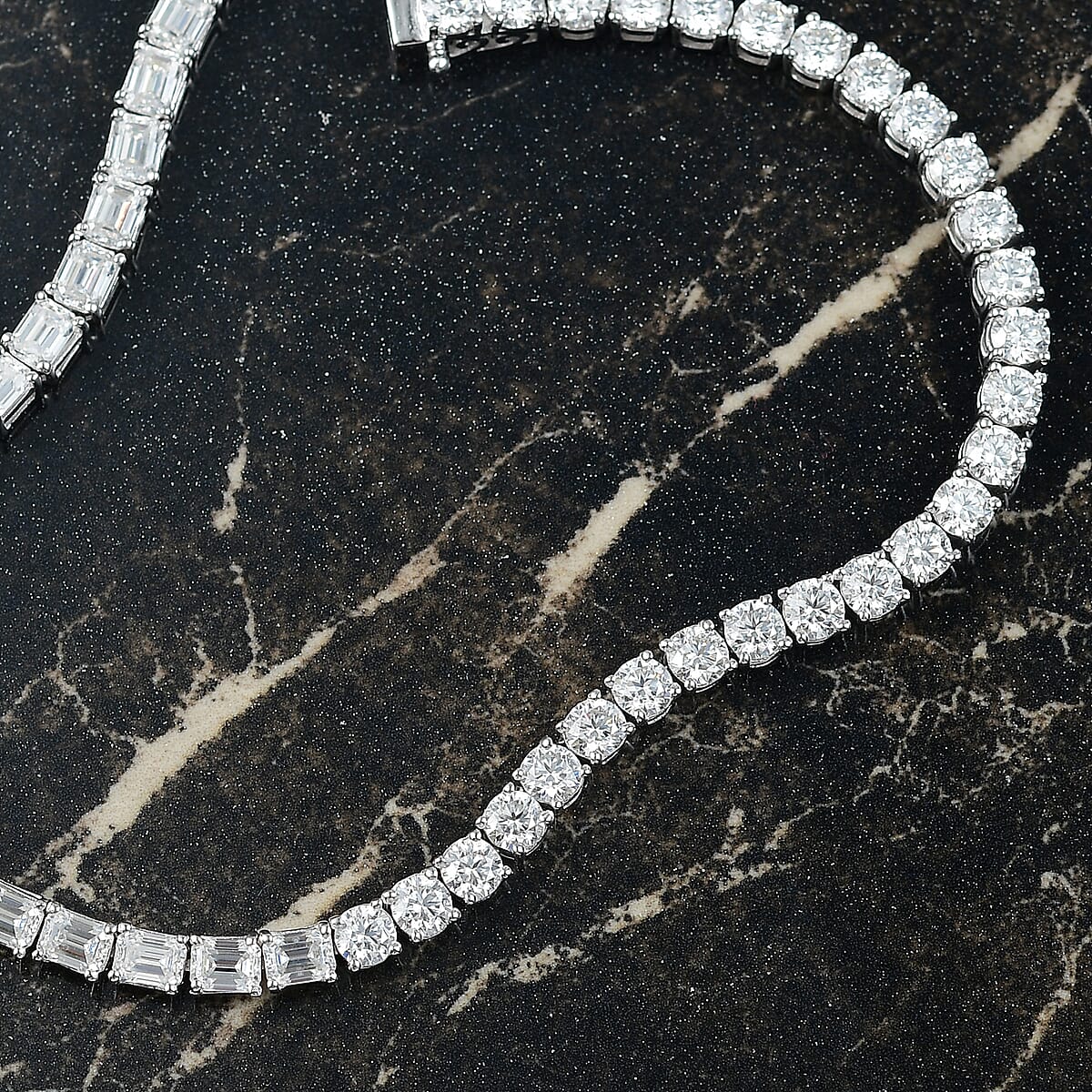 D'Joy Moissanite 7.90 ctw Regalia Line Bracelet in Rhodium Over Sterling Silver (6.50 In) image number 1