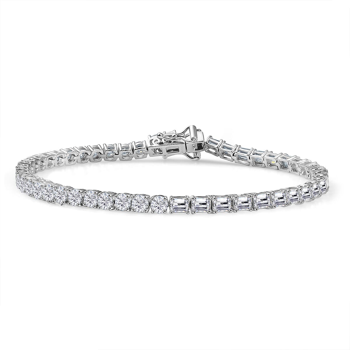 D'Joy Moissanite 9.30 ctw Regalia Line Bracelet in Rhodium Over Sterling Silver (8.00 In) image number 0