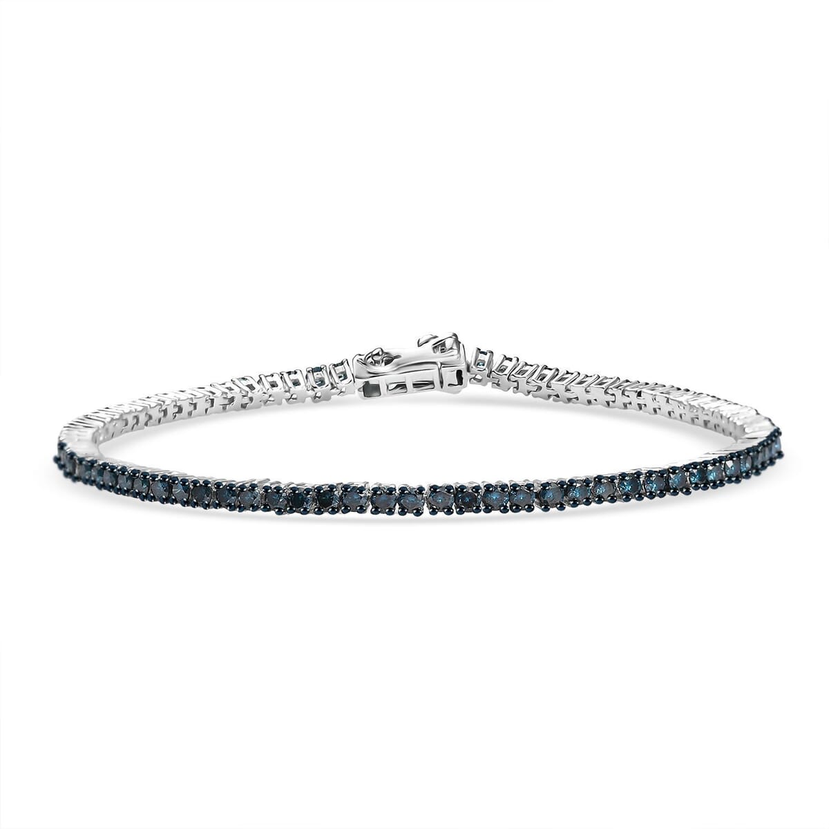 Luxuriant Lab Grown Blue Diamond SI 3.50 ctw Bracelet in Rhodium Over Sterling Silver (8.00 In) image number 0