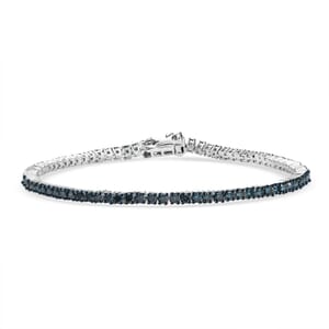 Luxuriant Lab Grown Blue Diamond SI 3.50 ctw Bracelet in Rhodium Over Sterling Silver (8.00 In)