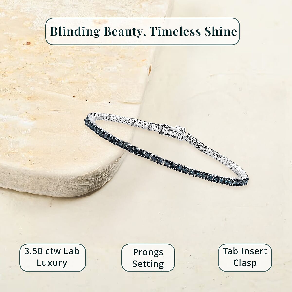 Luxuriant Lab Grown Blue Diamond (IR) SI 3.50 ctw Starry Night Bracelet in Rhodium Over Sterling Silver (8.00 In) image number 5
