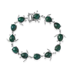 Ever True Chrysocolla 18.75 ctw Traveling Turtle Bracelet in Platinum Bond (6.50 In)