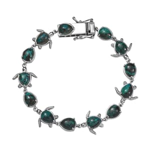 Ever True Chrysocolla 20.35 ctw Traveling Turtle Bracelet in Platinum Bond (7.25 In)