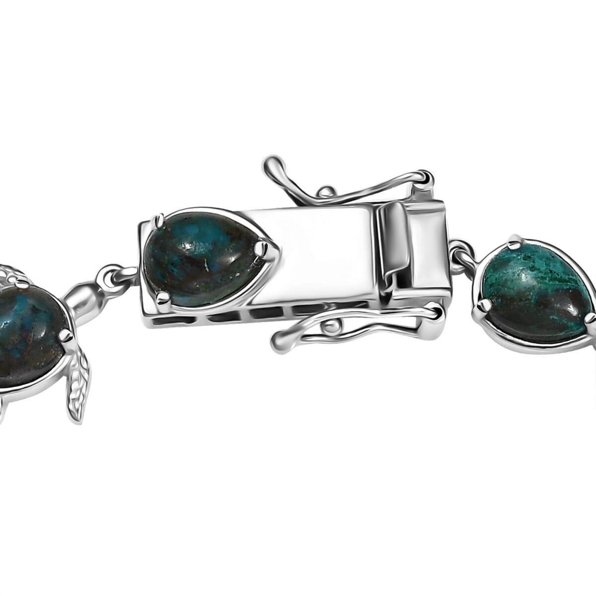 Ever True Chrysocolla 20.35 ctw Traveling Turtle Bracelet in Platinum Bond (7.25 In) image number 3