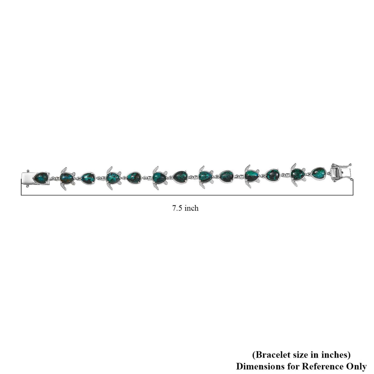 Ever True Chrysocolla 20.35 ctw Traveling Turtle Bracelet in Platinum Bond (7.25 In) image number 4