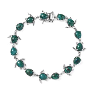 Ever True Chrysocolla 21.15 ctw Traveling Turtle Bracelet in Platinum Bond (8.00 In)