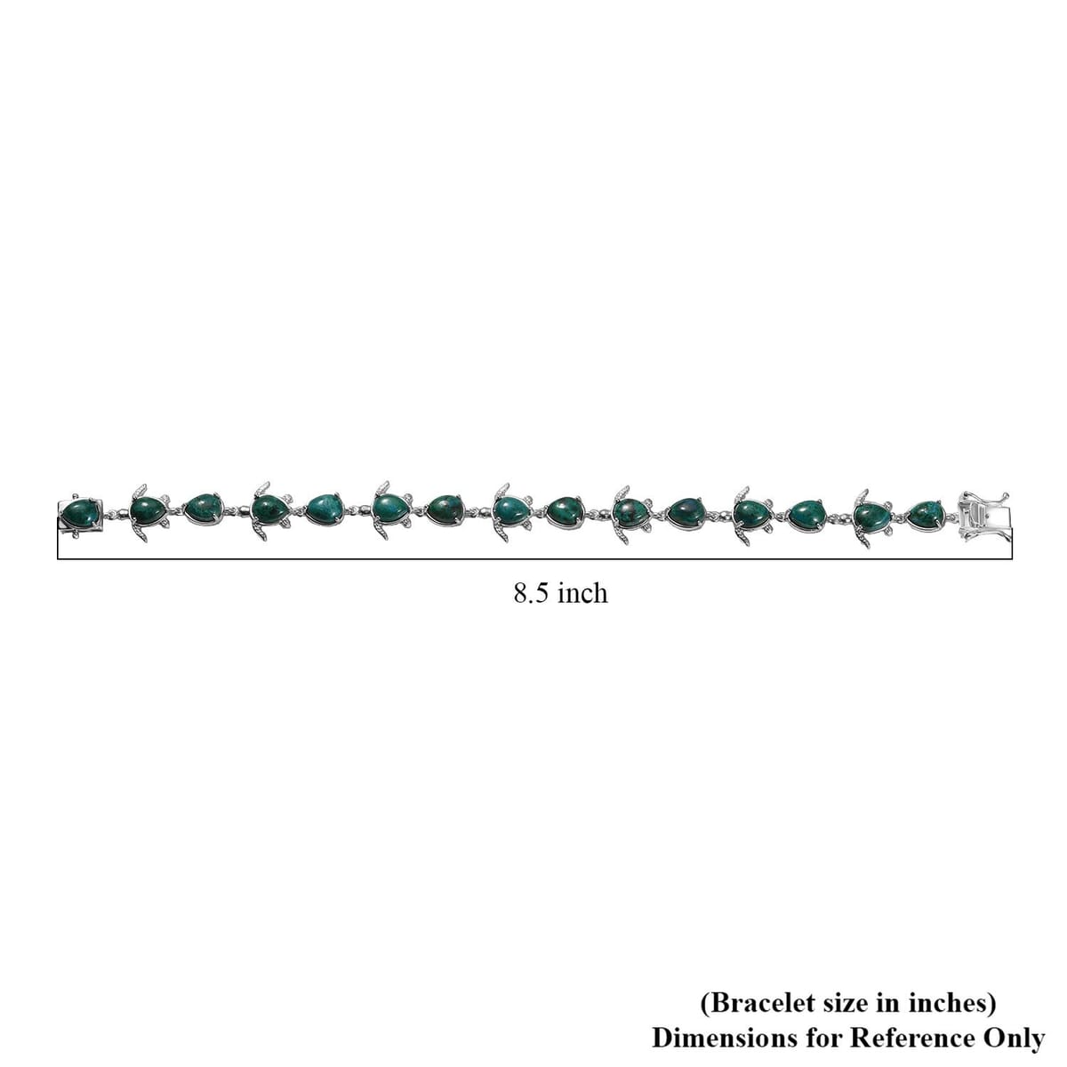 Ever True Chrysocolla 21.15 ctw Traveling Turtle Bracelet in Platinum Bond (8.00 In) image number 4