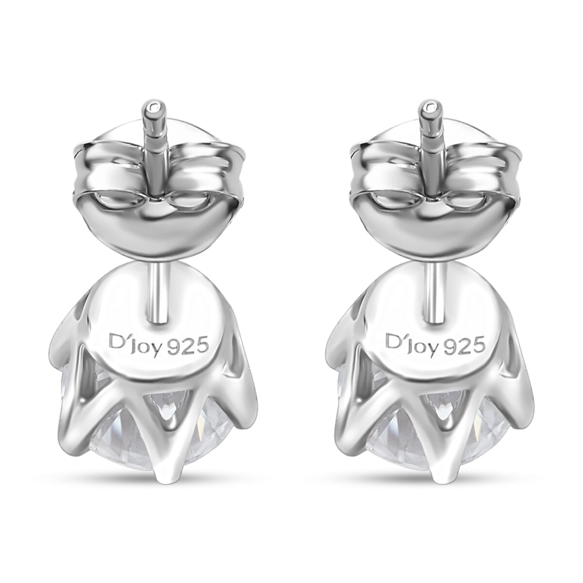 D'Joy Moissanite 1.60 ctw Crown Stud Earrings in Rhodium Over Sterling Silver image number 4