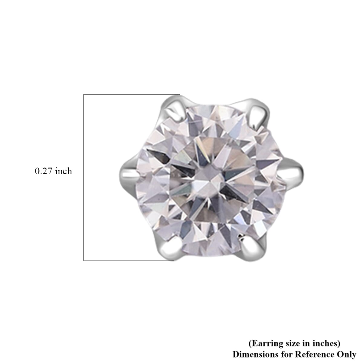 D'Joy Moissanite 1.60 ctw Crown Stud Earrings in Rhodium Over Sterling Silver image number 5