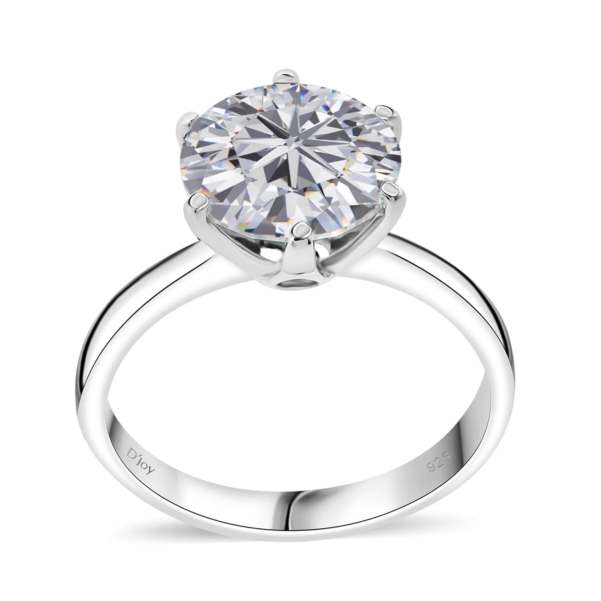 D'Joy Moissanite 3.50 ctw Crown Ring in Rhodium Over Sterling Silver (Size 10.0) image number 0