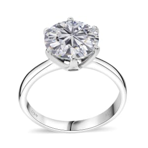 D'Joy Moissanite 3.50 ctw Crown Ring in Rhodium Over Sterling Silver (Size 10.0)