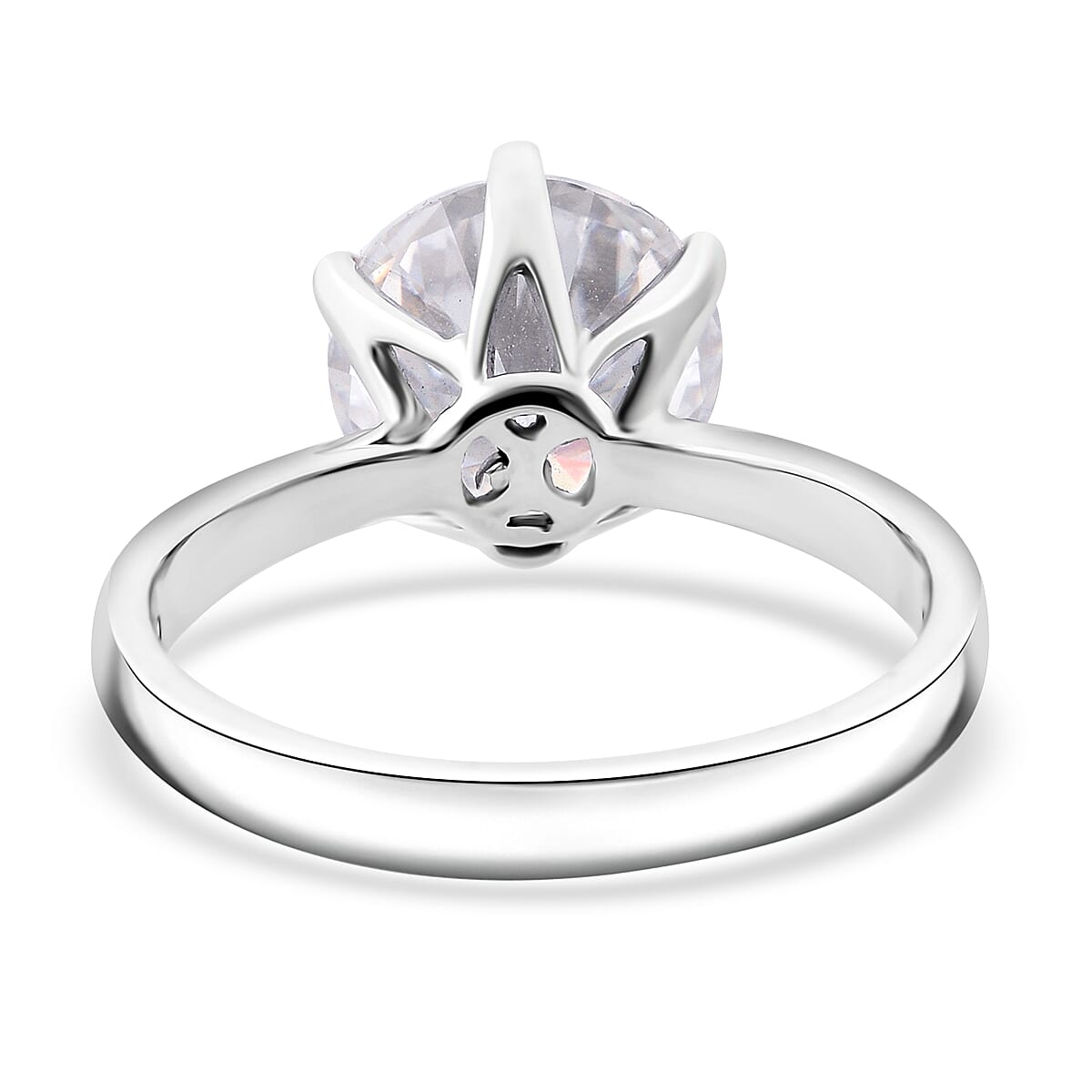 D'Joy Moissanite 3.50 ctw Crown Ring in Rhodium Over Sterling Silver (Size 7.0)