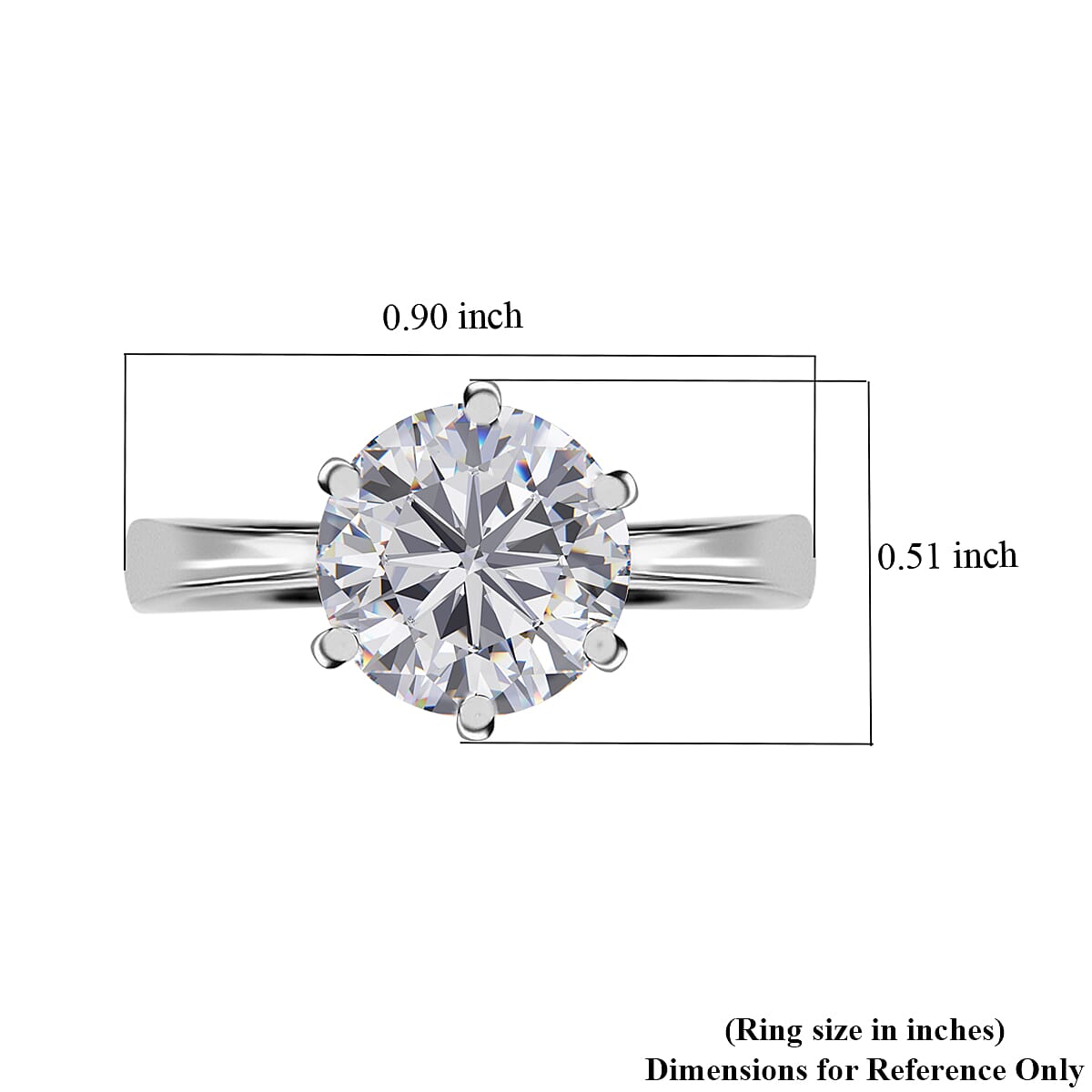 D'Joy Moissanite 3.50 ctw Crown Ring in Rhodium Over Sterling Silver (Size 7.0)