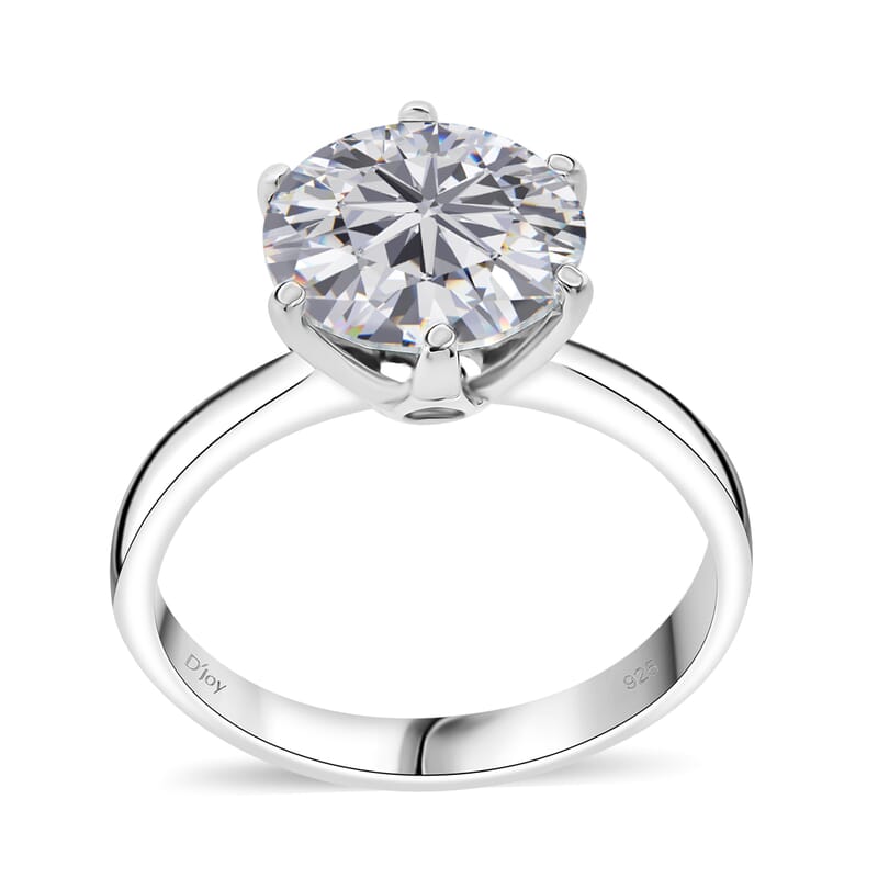 D'Joy Moissanite 3.50 ctw Crown Ring in Rhodium Over Sterling Silver (Size 9.0)