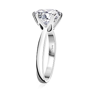 D'Joy Moissanite 3.50 ctw Crown Ring in Rhodium Over Sterling Silver (Size 9.0)