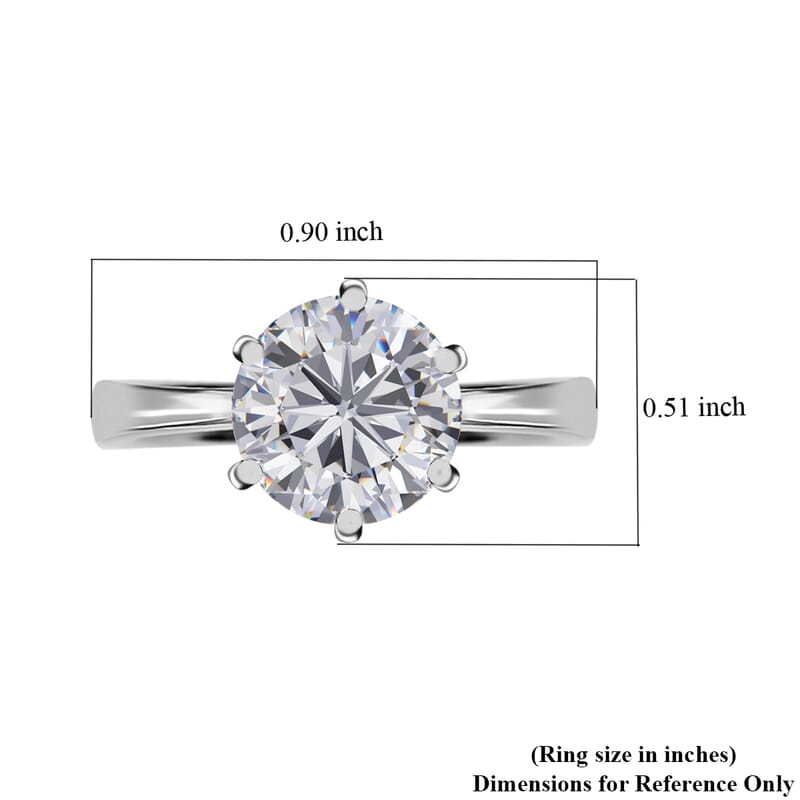D'Joy Moissanite 3.50 ctw Crown Ring in Rhodium Over Sterling Silver (Size 9.0)