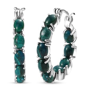 Ever True Chrysocolla 10.75 ctw Hoop Earrings in Platinum Bond