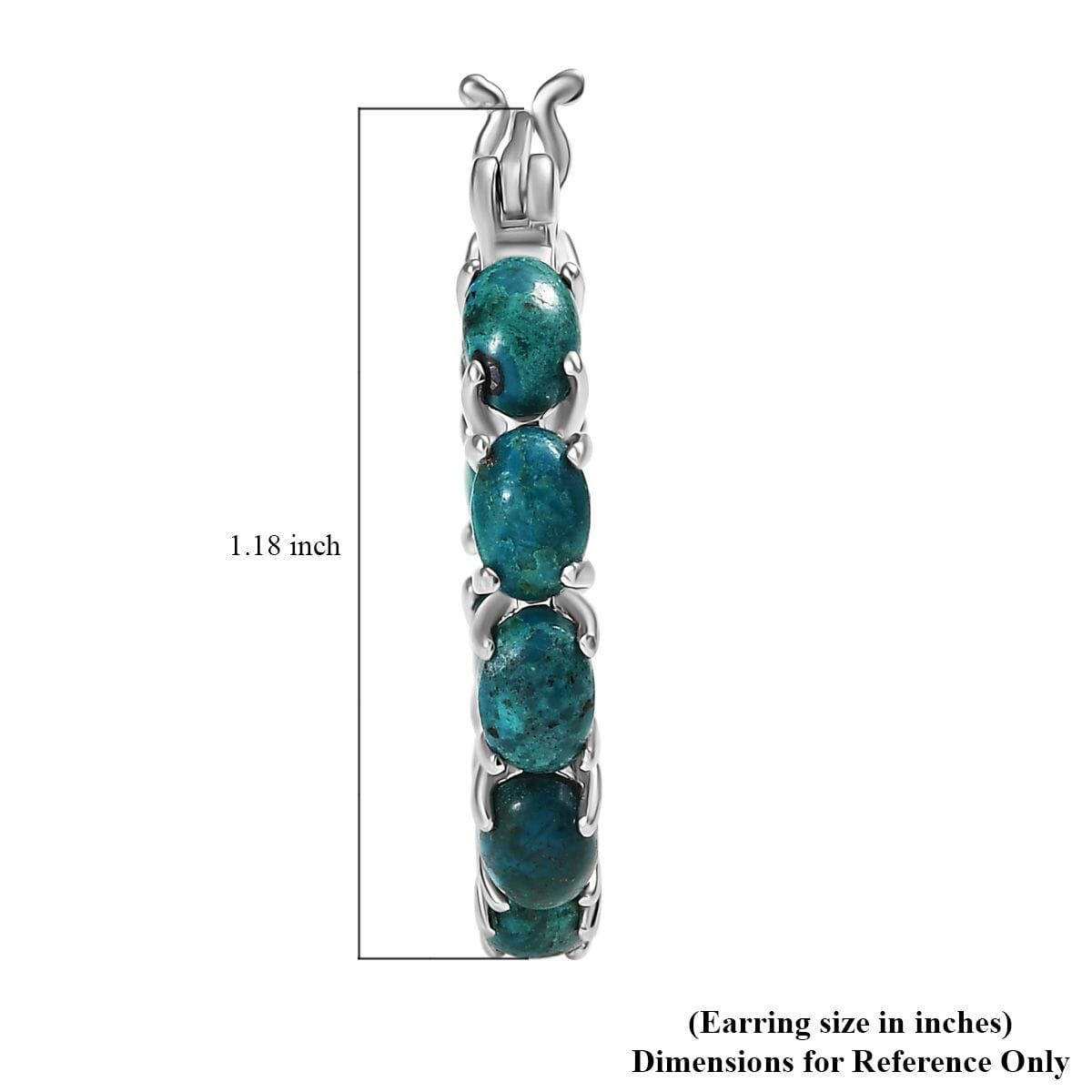 EverTrue Chrysocolla 10.75 ctw Hoop Earrings in Platinum Bond image number 5
