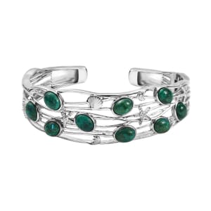 Ever True Chrysocolla Sea Life Cuff Bracelet 14.70 ctw in Platinum Bond (7.25 In)