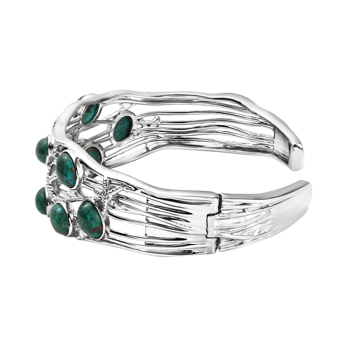 EverTrue Chrysocolla Sea Life Cuff Bracelet 14.70 ctw in Platinum Bond (7.25 In) image number 3