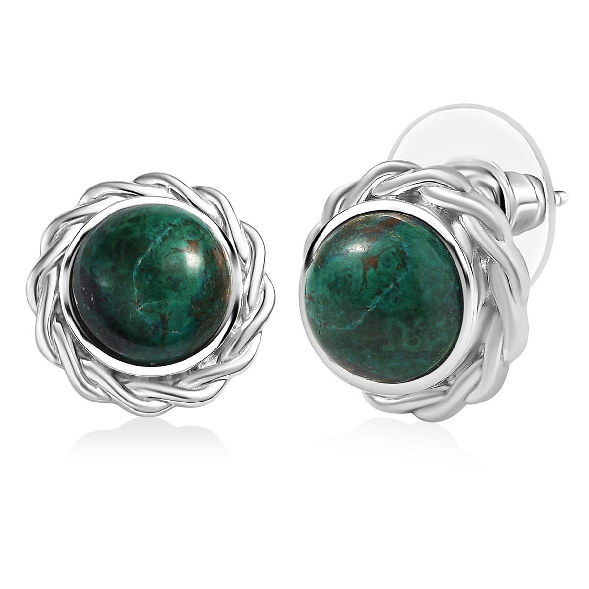 EverTrue Chrysocolla 10.40 ctw Swirl Earrings in Platinum Bond image number 0