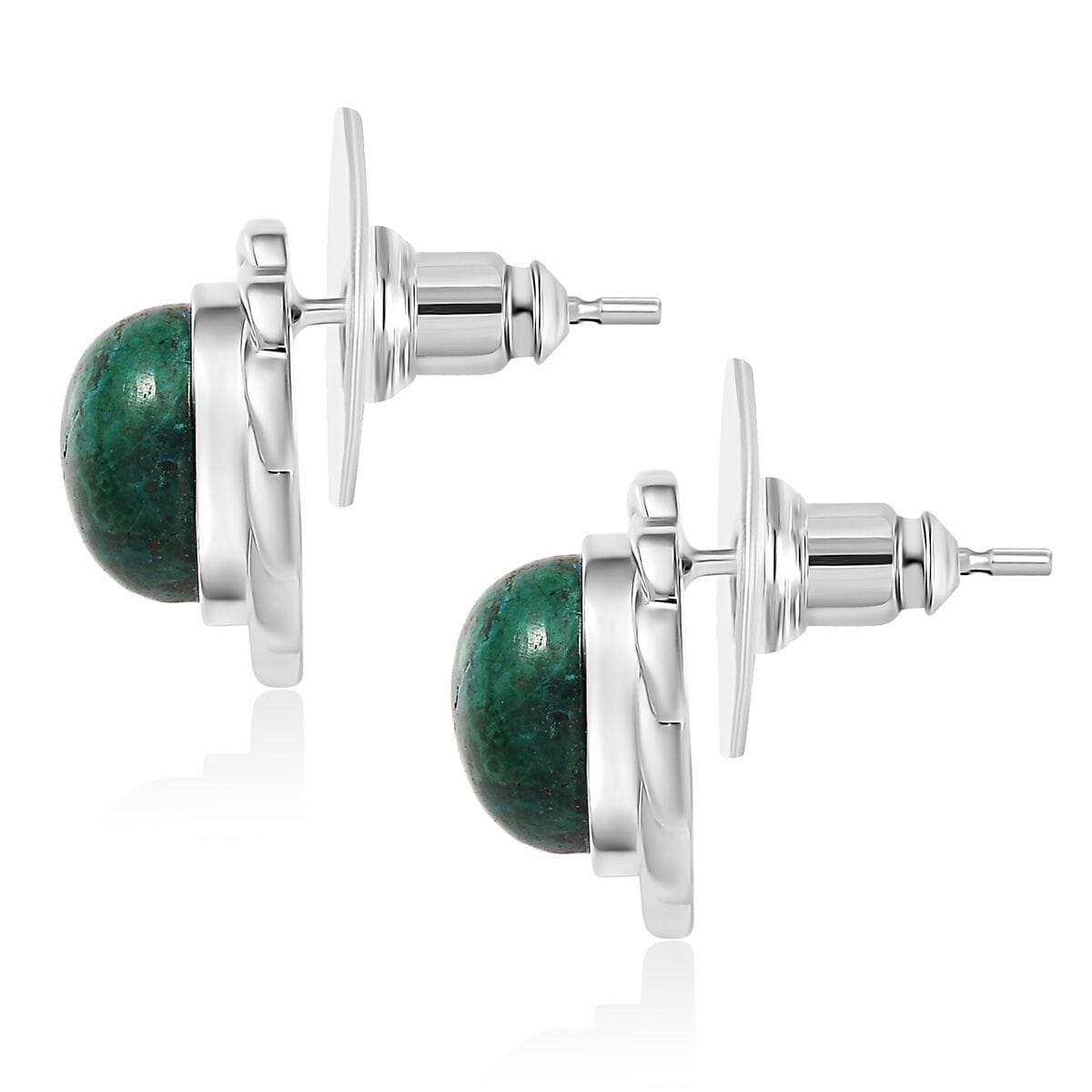 EverTrue Chrysocolla 10.40 ctw Swirl Earrings in Platinum Bond image number 4