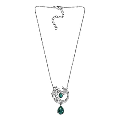 EverTrue Chrysocolla 8.50 ctw Mermaid’s Melody Necklace in Platinum Bond and Stainless Steel 18 Inches