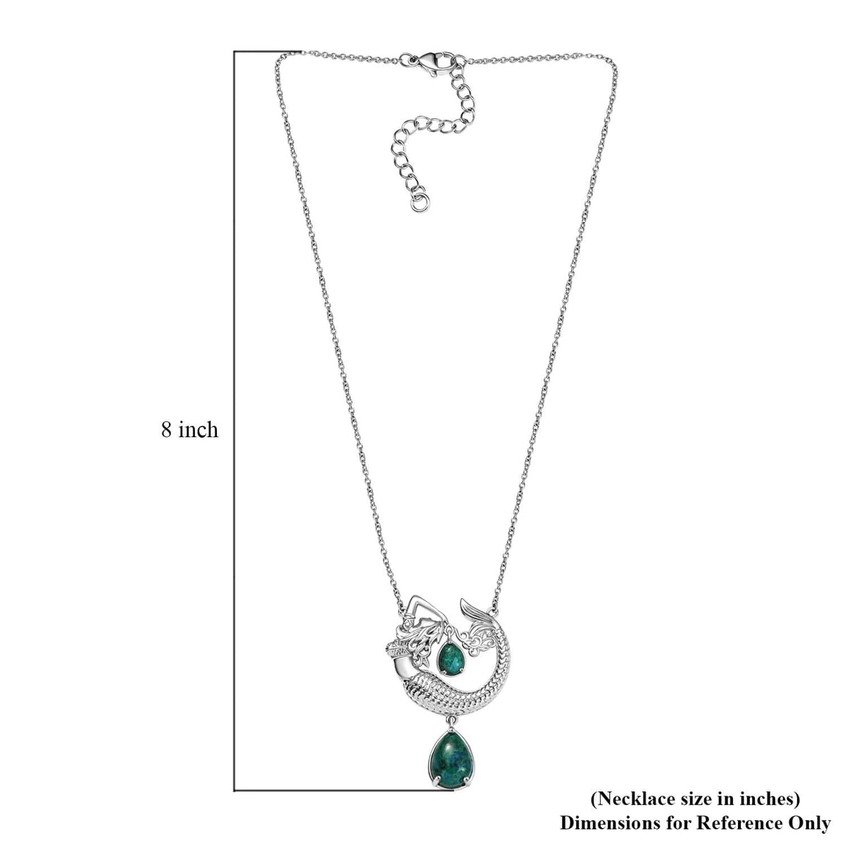 Ever True Chrysocolla 8.50 ctw Mermaid’s Melody Necklace in Platinum Bond and Stainless Steel 18 Inches image number 5