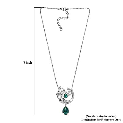 EverTrue Chrysocolla 8.50 ctw Mermaid’s Melody Necklace in Platinum Bond and Stainless Steel 18 Inches