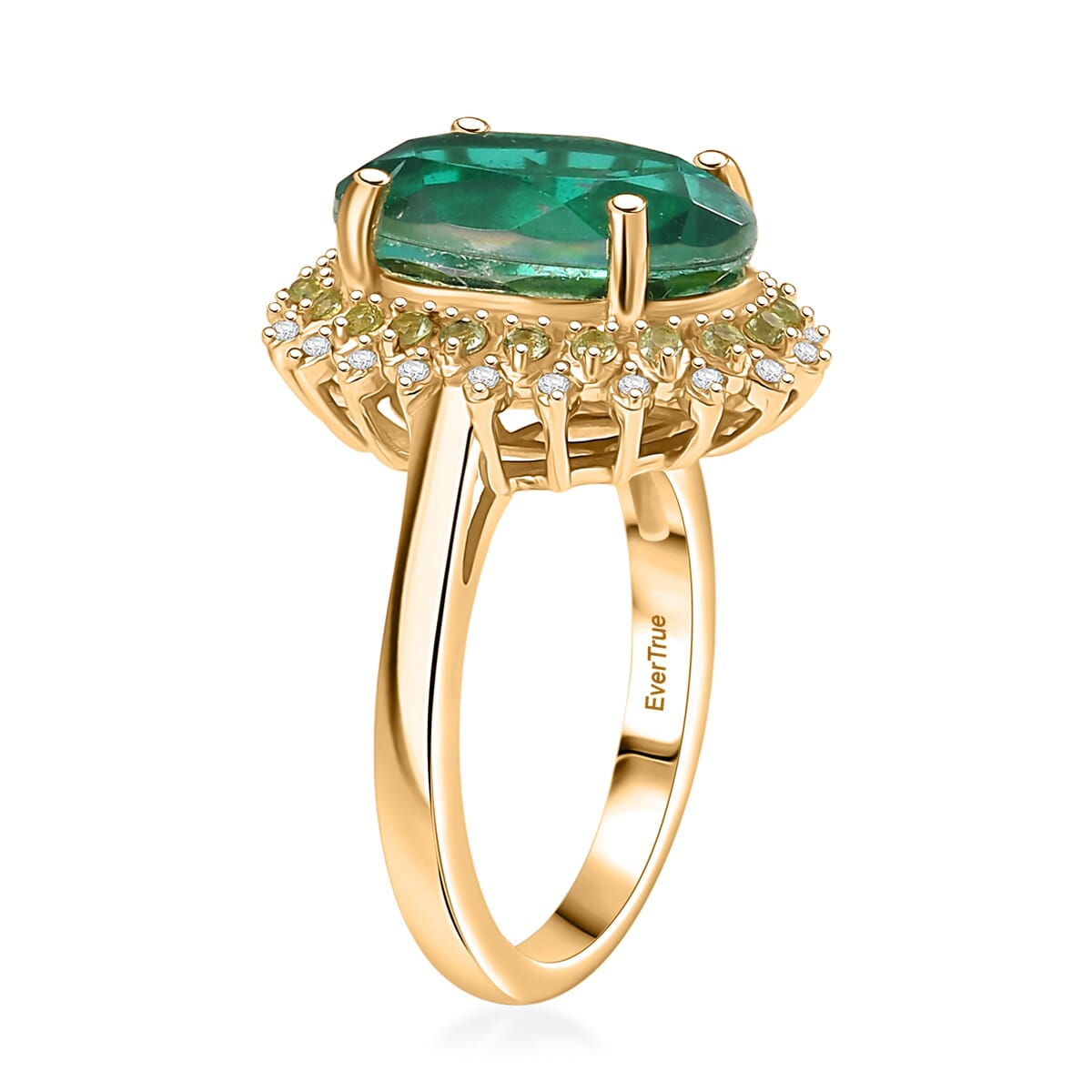 Ever True Peacock Quartz (Triplet) and Multi Gemstone 6.65 ctw Peacock Feathers Ring 18K YG Plated (Size 10.0) image number 3