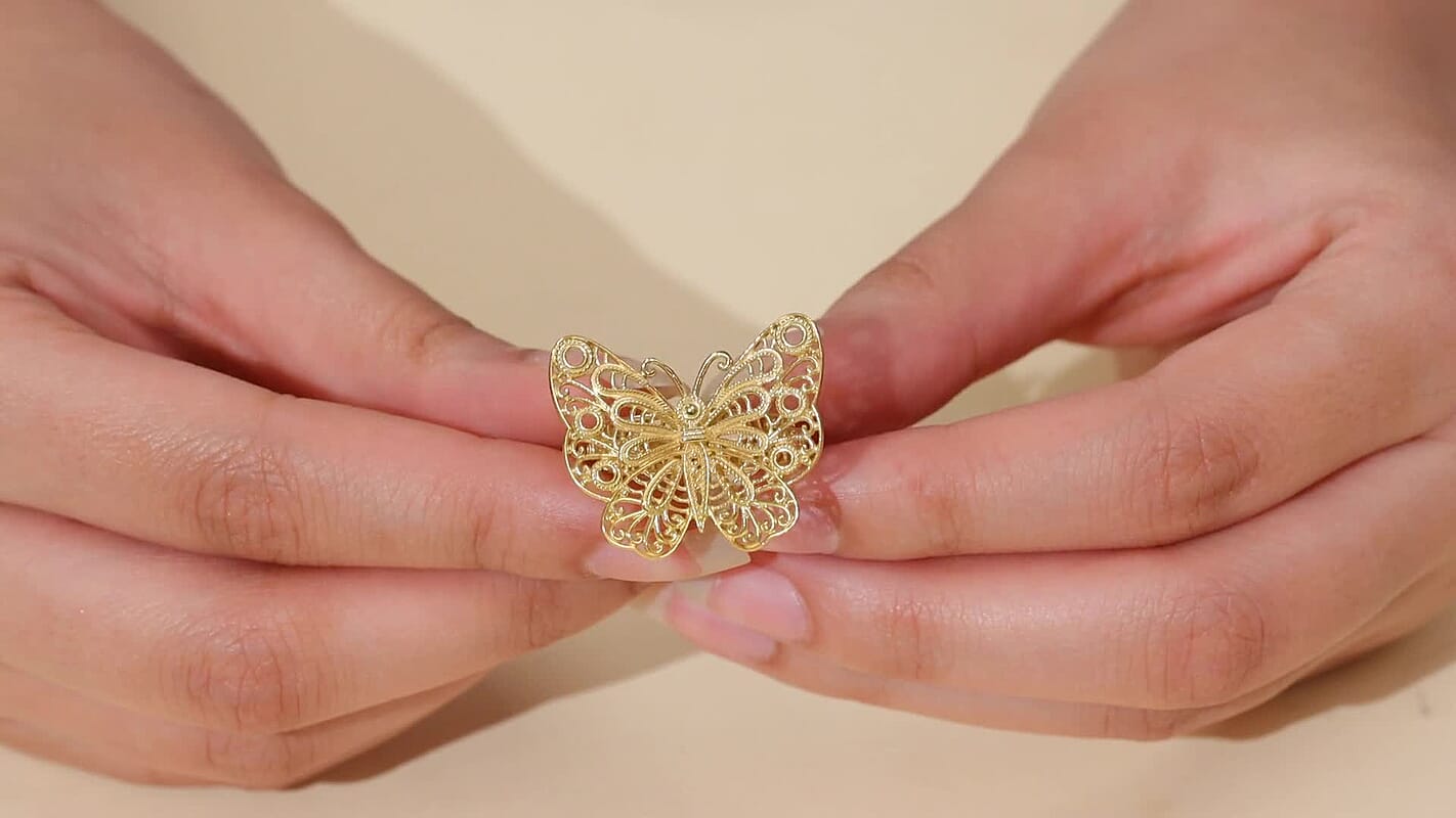 D'Joy 18K Vermeil YG Over Sterling Silver Butterfly Ring (Size 10.0) (6.30 g)