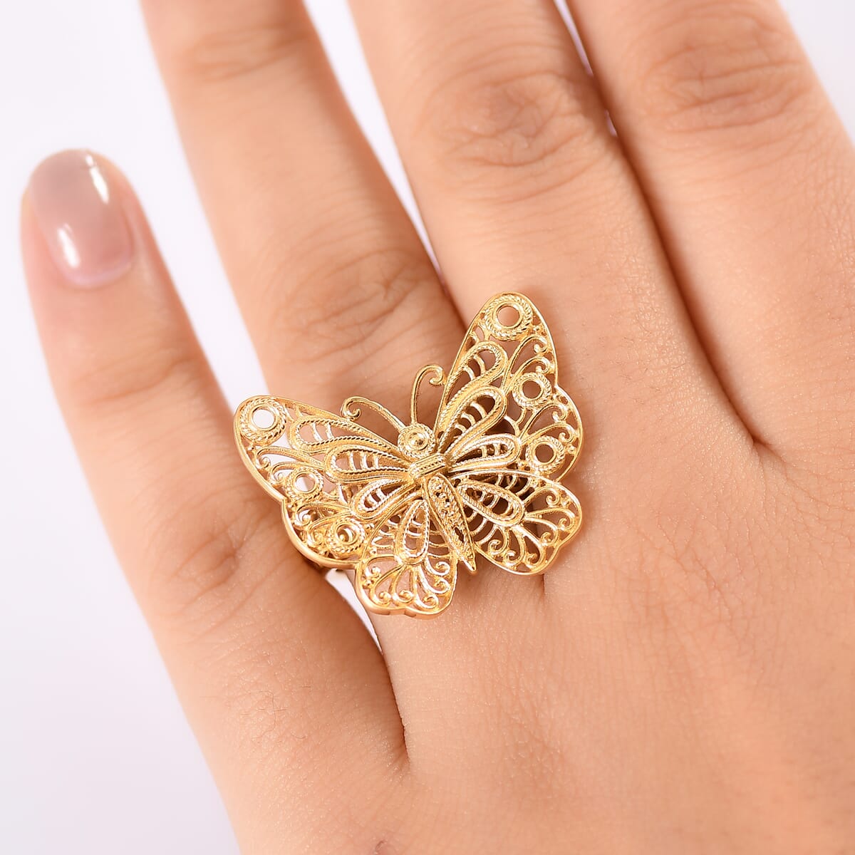 D'Joy Butterfly Ring in 18K Vermeil Yellow Gold Over Sterling Silver (Size 10.0) 6.30 Grams image number 2