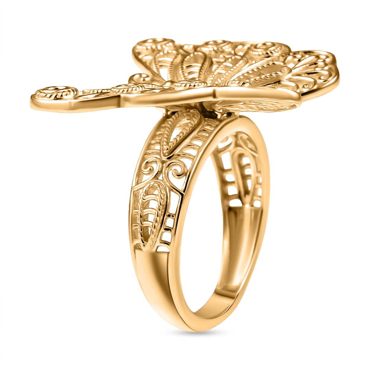 D'Joy Butterfly Ring in 18K Vermeil Yellow Gold Over Sterling Silver (Size 10.0) 6.30 Grams image number 3