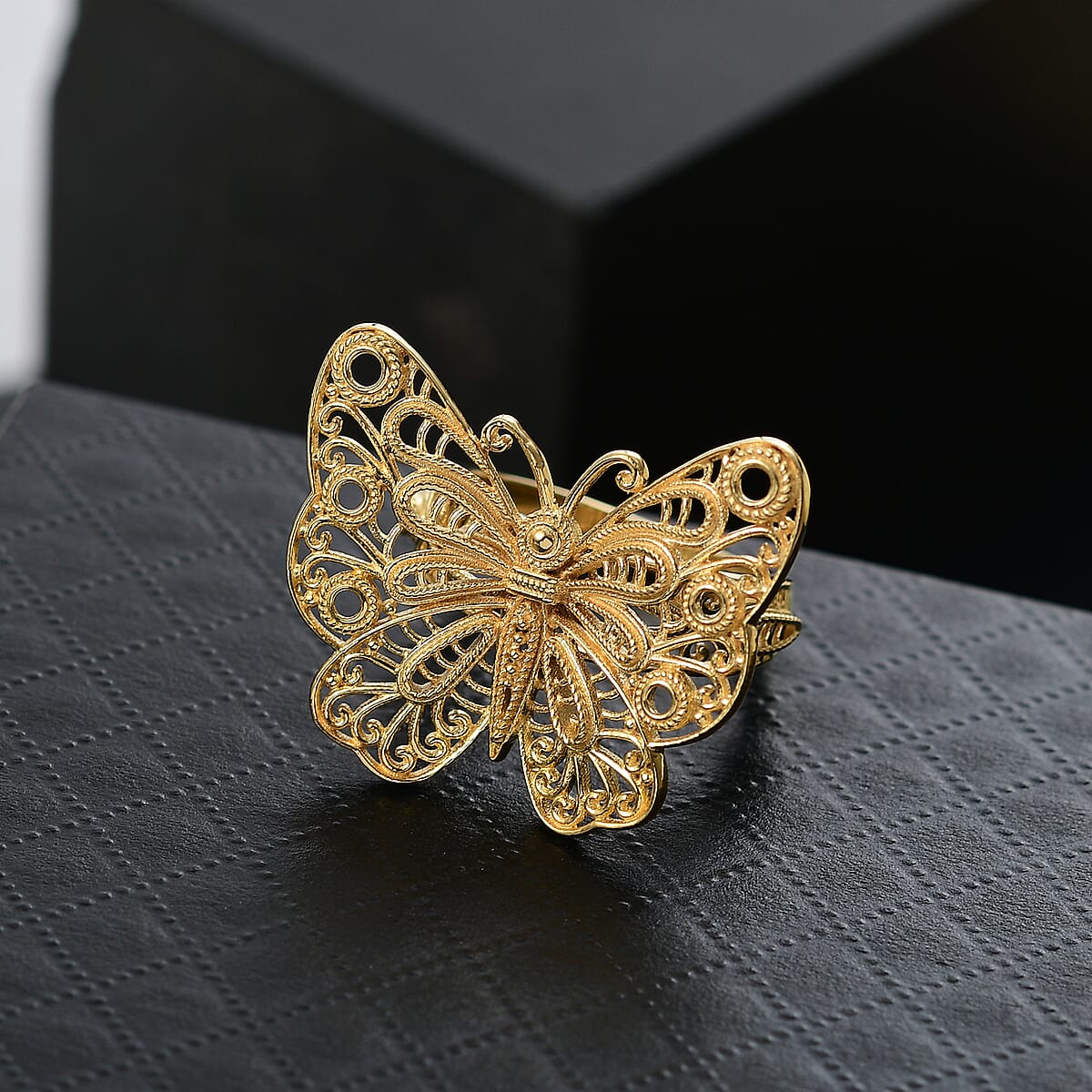 D'Joy Passport to Turkey Butterfly Ring in 18K Vermeil Yellow Gold Over Sterling Silver (Size 6.0) 6.30 Grams image number 1