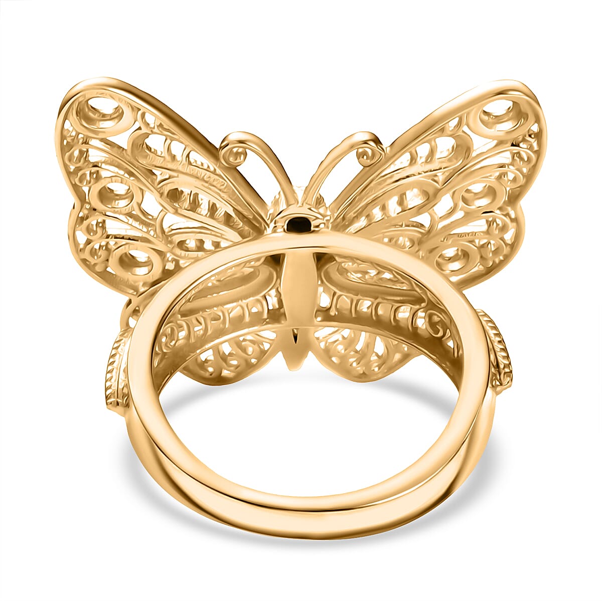 D'Joy Passport to Turkey Butterfly Ring in 18K Vermeil Yellow Gold Over Sterling Silver (Size 6.0) 6.30 Grams