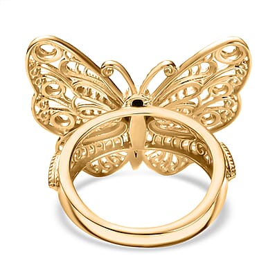 D'Joy Passport to Turkey Butterfly Ring in 18K Vermeil Yellow Gold Over Sterling Silver (Size 6.0) 6.30 Grams