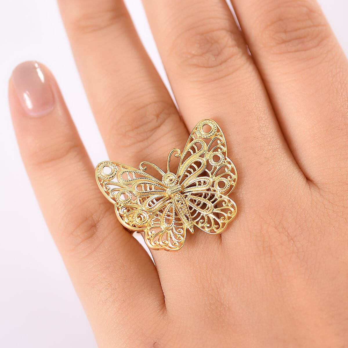 D'Joy Butterfly Ring in 18K Vermeil Yellow Gold Over Sterling Silver (Size 7.0) 6.30 Grams image number 2