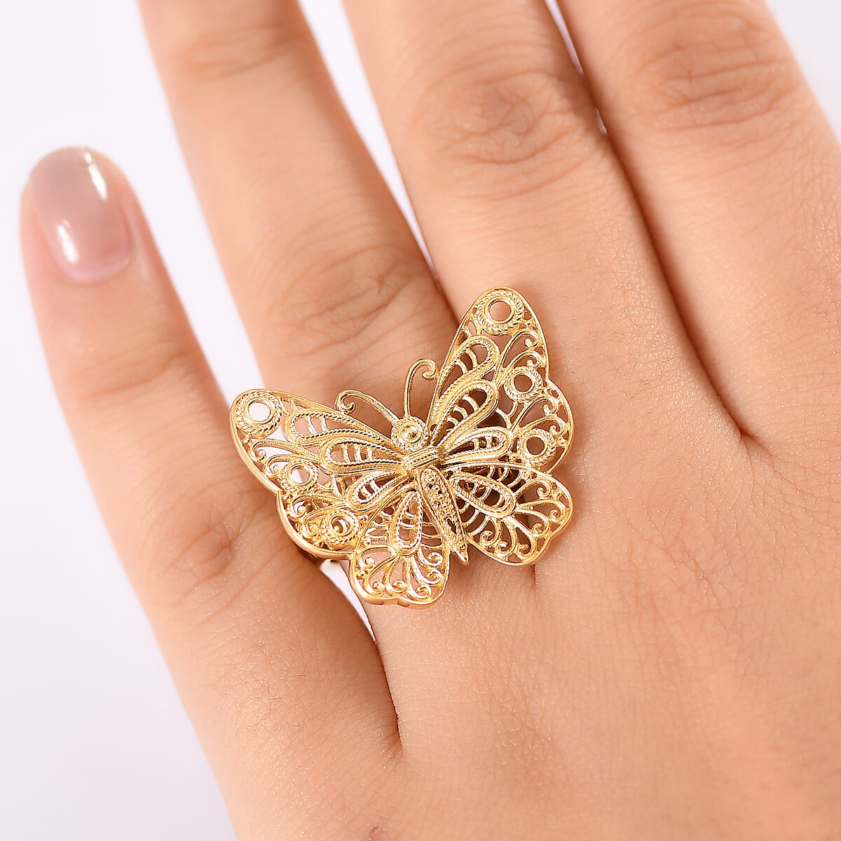 D'Joy Butterfly Ring in 18K Vermeil Yellow Gold Over Sterling Silver (Size 8.0) 6.30 Grams image number 2