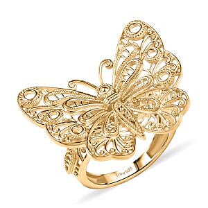 D'Joy Butterfly Ring in 18K Vermeil Yellow Gold Over Sterling Silver (Size 9.0) 6.30 Grams