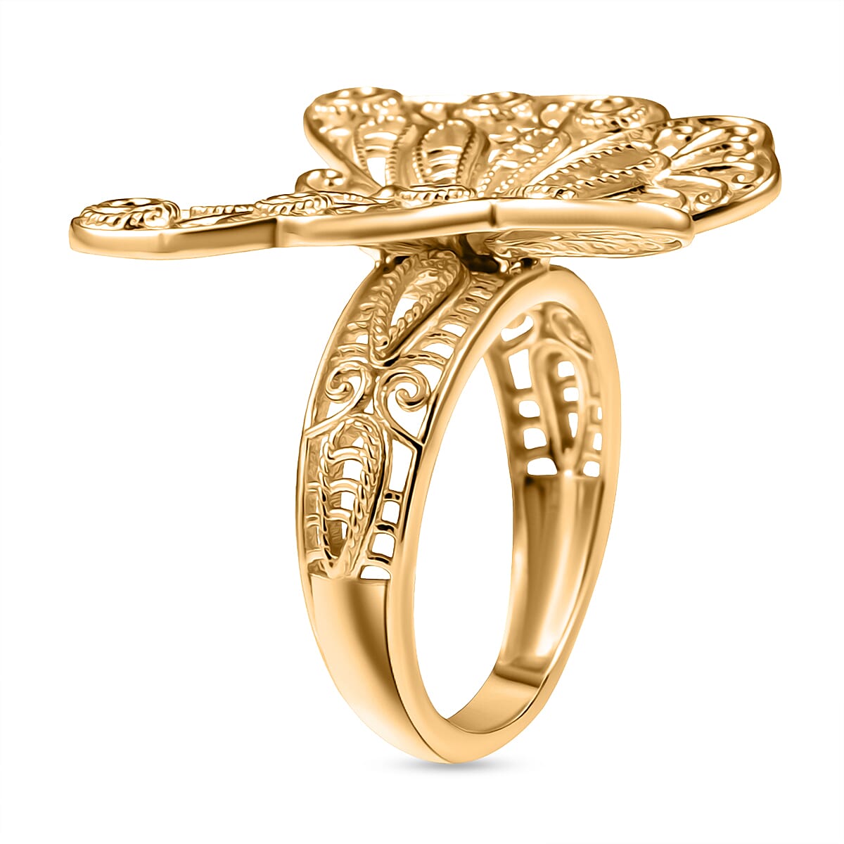D'Joy Butterfly Ring in 18K Vermeil Yellow Gold Over Sterling Silver (Size 9.0) 6.30 Grams image number 3