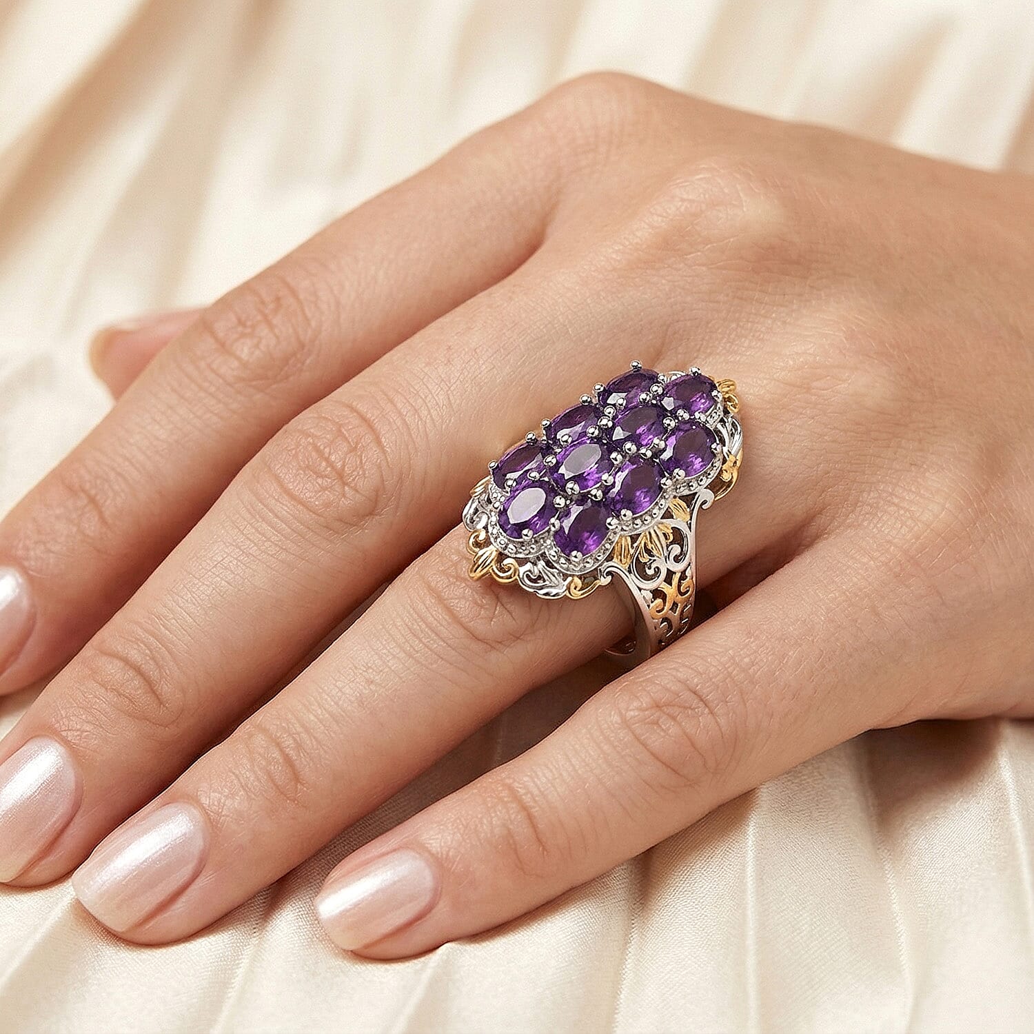 African Amethyst 4.50 ctw Ring in Platinum Bond (Size 6.5)