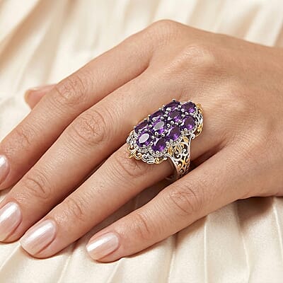 African Amethyst 4.50 ctw Ring in Platinum Bond (Size 6.5)