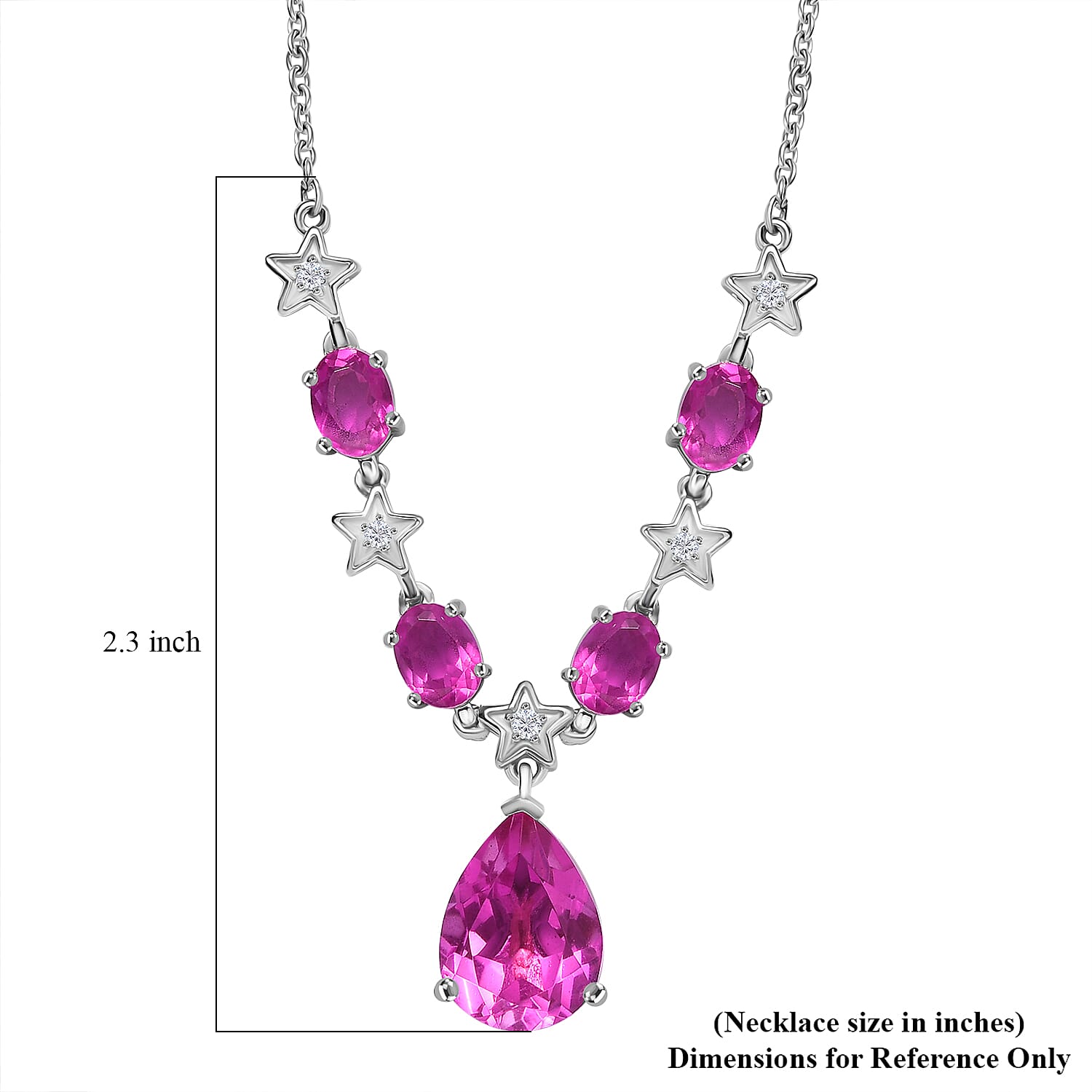 EverTrue Radiant Orchid Quartz, White Zircon Necklace in Platinum Bond 15.10 ctw (18 Inches)