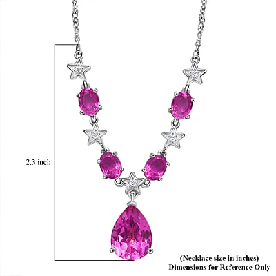 EverTrue Radiant Orchid Quartz, White Zircon Necklace in Platinum Bond 15.10 ctw (18 Inches)
