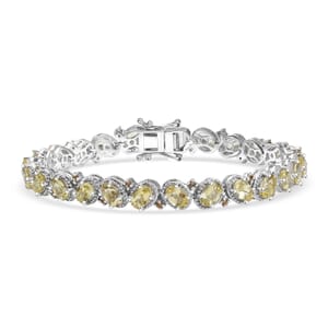 D'Joy Yellow Apatite and Yellow Sapphire 11.65 ctw Bracelet in Rhodium Over Sterling Silver (7.25 In)